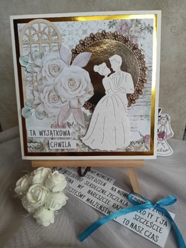 Zdjęcie oferty: Kartka ślubna 01 handmade scrapbooking rękodzieło 