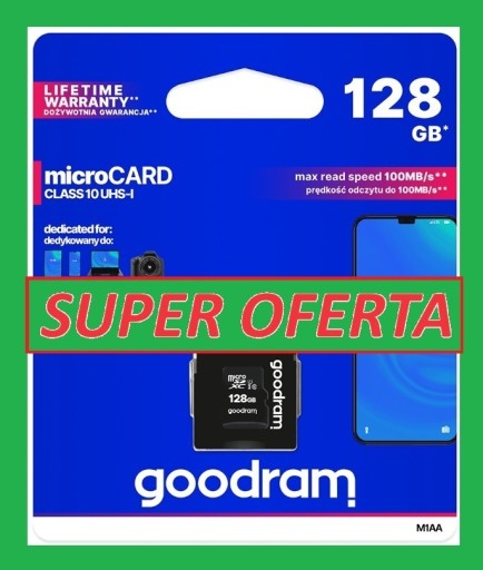 Zdjęcie oferty: KARTA PAMIĘCI GOODRAM 128 GB MICRO SD  ADAPTER