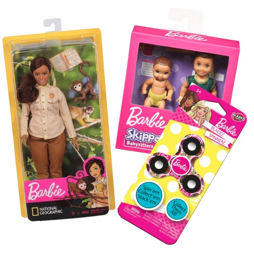 Zdjęcie oferty: Zestaw 3 zabawek Barbie National Georapic Lalka SKIPPER Fidget Spinner