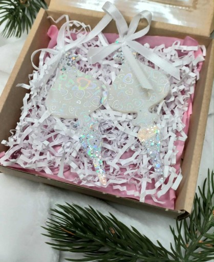 Zdjęcie oferty: Rękodzieło Sople choinkowe zestaw 2 szt z żywicy epoksydowej białe 