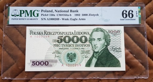 Zdjęcie oferty: 5000 złotych 1982 seria A PMG66