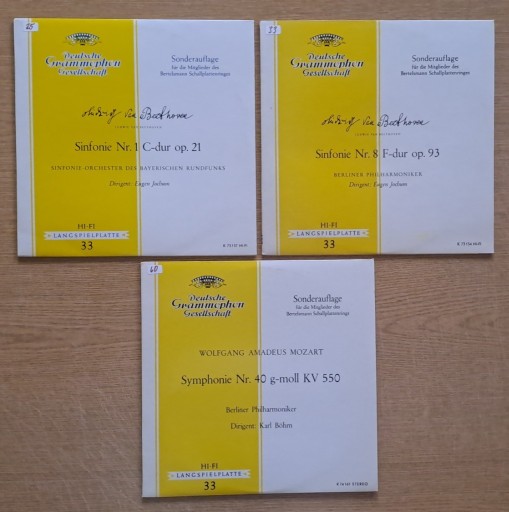 Zdjęcie oferty: 3 x LP 10"  : Symfonie 2 x Beethoven , Mozart - po 25 zł za 1 szt.