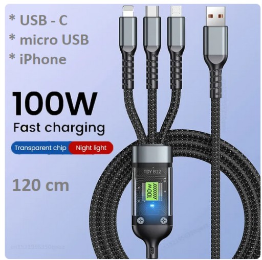 Zdjęcie oferty: Przewód rozdzielacz USB USBC micro iPhone 100W