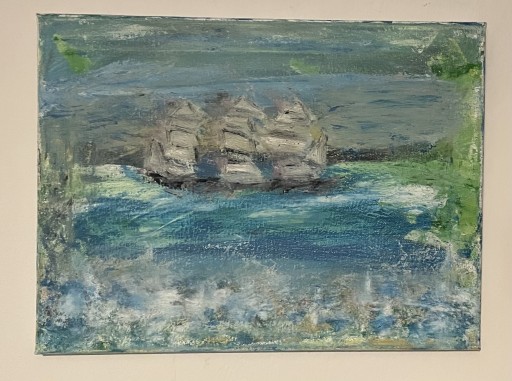 Zdjęcie oferty: Obraz olej na płótnie 40x30 cm jacht na morzu