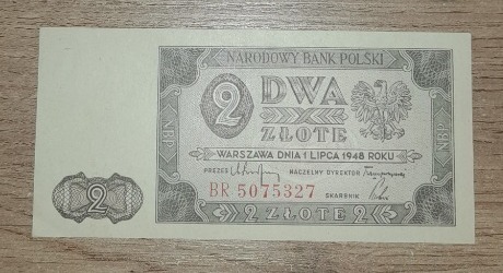 Zdjęcie oferty: Banknot 2 zł 1948 stan I/I-