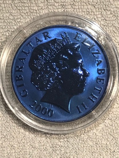 Zdjęcie oferty: Moneta z Tytanu Niebieski z certyfikatem Gibraltar