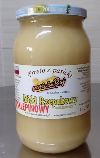 Zdjęcie oferty: Miód Odsklepinowy - Rzepakowy 1,2 kg.