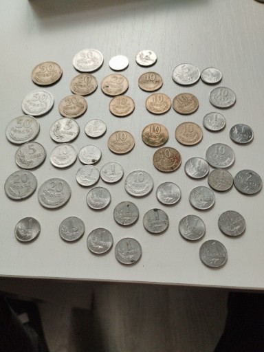 Zdjęcie oferty: Ponad 40 monet z 1949 r aluminium i nikiel