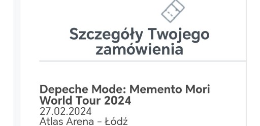 Zdjęcie oferty: Bilet na koncert Depeche Mode 27.02.2024 Łódź