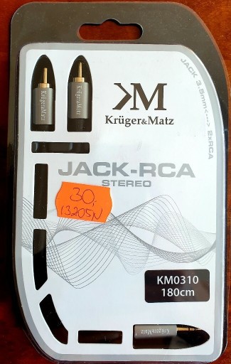 Zdjęcie oferty: Kabel wtyk jack 3.5 - 2 x RCA stereo 180 cm