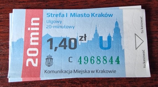 Zdjęcie oferty: Bilety MPK normalne czasowe 20 min - 6 szt.