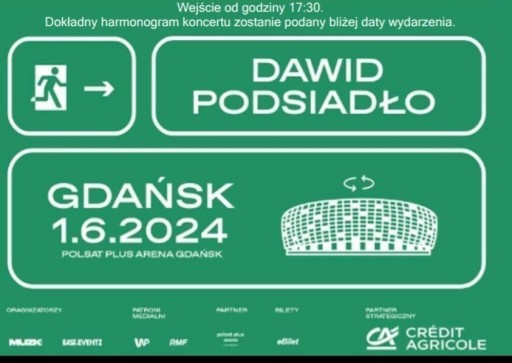 Zdjęcie oferty: Bilet na koncert Dawid Podsiadło 1.06.2024 Gdańsk