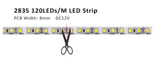 Zdjęcie oferty: 12V Taśma LED SMD 2835 120LED/Metr Ciepły Biały długość ok.3,5 metra