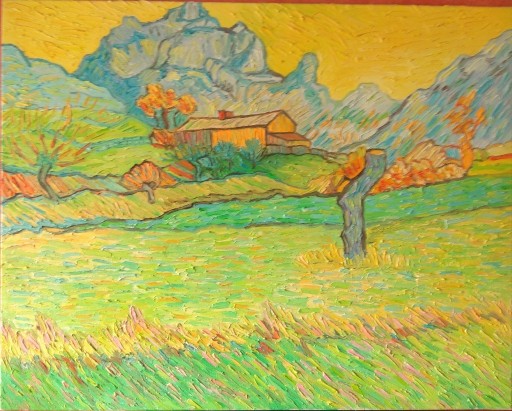 Zdjęcie oferty: Pejzaż według Van Gogh  obraz olejny 73 na 92