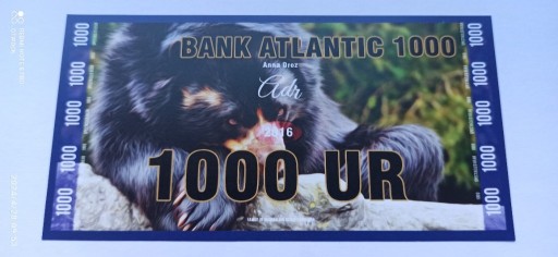 Zdjęcie oferty: 1000 UR - Seria niedzwiedzie - Atlantic Bank -2016