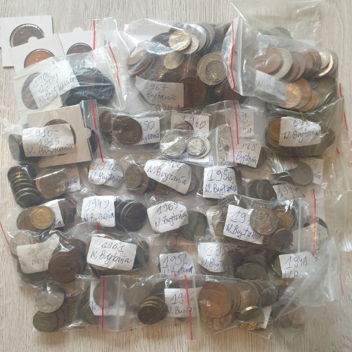 Zdjęcie oferty: Wielka Brytania Mix monet 0.1 kg lata 1900-1969