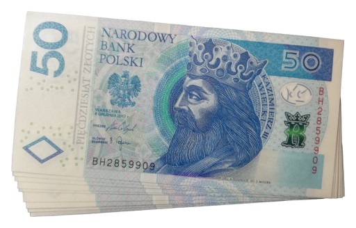 Zdjęcie oferty: 50 zł złotych UNC z paczki bankowej 2017 seria BH