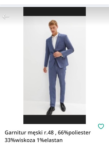 Zdjęcie oferty: Garnitur męski r.48 , 66%poliester 33%wiskoza 1%elastan