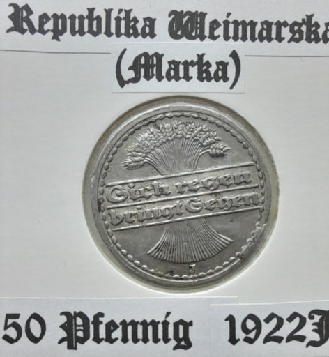 Zdjęcie oferty: Niemcy  WEIMAR - 50 Pfennig 1922 J