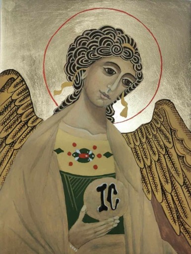 Zdjęcie oferty: Anioł Stróż, oryginał ikona deska lipowa tempera
