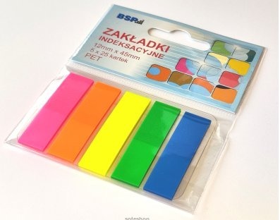 Zdjęcie oferty: Zakładki indeks. 12x45 5kolx25k  neon PP PET