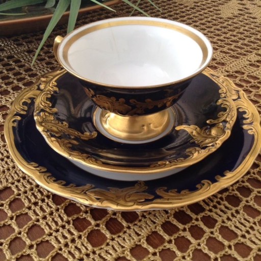 Zdjęcie oferty: Wawel porcelana zestaw śniadaniowy złoto kobalt