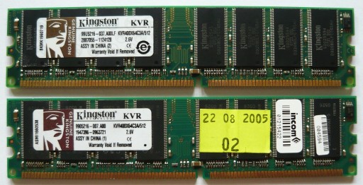 Zdjęcie oferty: Pamięć Kingston KVR400X54C3A/512 1GB DDR-400 Dual