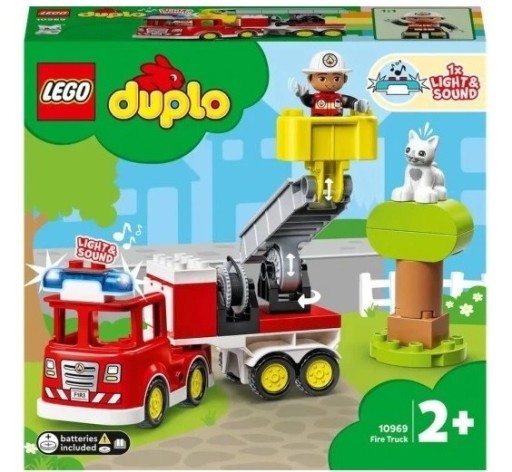 Zdjęcie oferty: LEGO Duplo 10969 Wóz strażacki. Strażak kotek kot. Błyskające światła