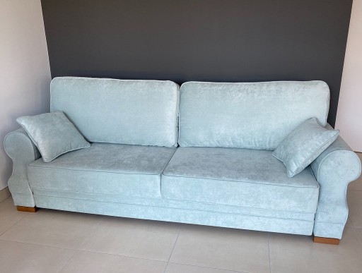 Zdjęcie oferty: Miętowa sofa/kanapa rozkładana, z funkcją spania, 