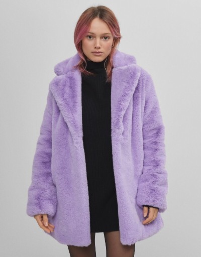 Zdjęcie oferty: Futrzany płaszcz fioletowy bershka futerko M