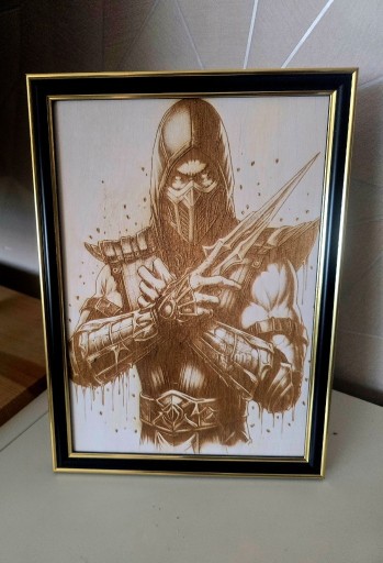 Zdjęcie oferty: Obraz Scorpion – grawer laserowy na sklejce drewnianej A4, ramka do wyboru