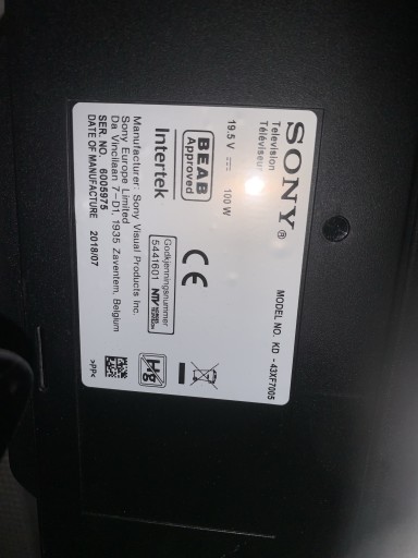 Zdjęcie oferty: Tv Sony KD-43XF7005 na czesci elektronika sprawna