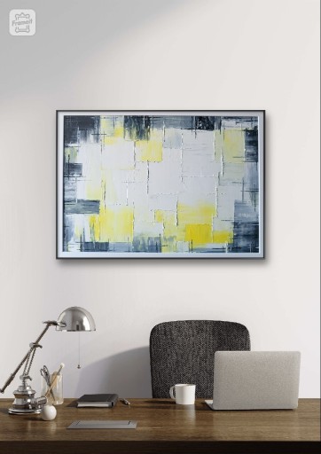 Zdjęcie oferty: Modernistyczna, abstrakcja geometria żółty szary