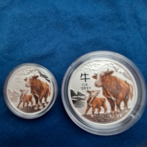 Zdjęcie oferty: Lunar 3 Ox 2021r. 1oz i 2oz kolor czyste srebro