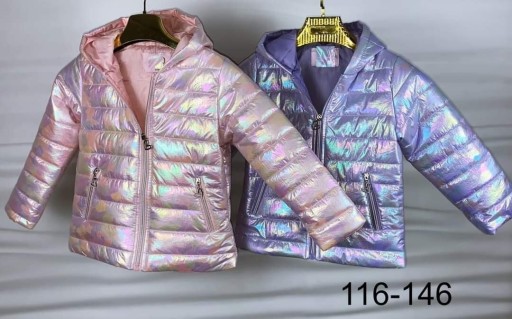 Zdjęcie oferty: Fioletowa metaliczna kurtka dziewczęca r. 98-116