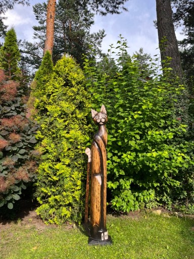Zdjęcie oferty: Drewniany kot figura rzeźba 155cm