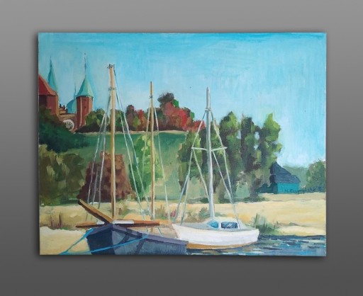 Zdjęcie oferty: Obraz Olejny 50x40 cm Pejzaż z Płocka