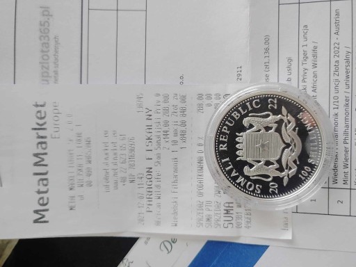 Zdjęcie oferty: srebrna moneta 1oz somalijski słoń