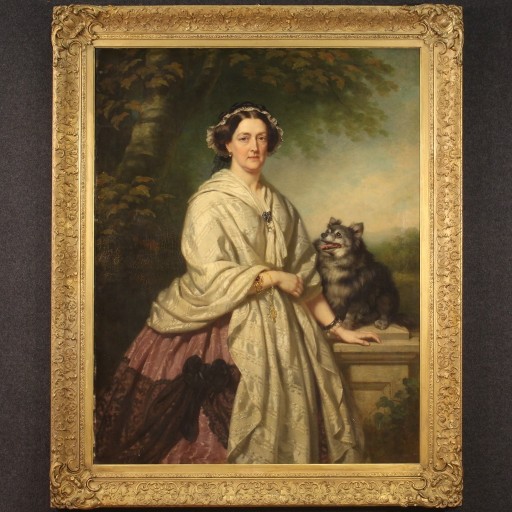 Zdjęcie oferty: PIEKNY DUZY OBRAZ -DAMA Z PSEM (Lady Palmerston)