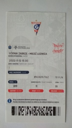 Zdjęcie oferty: Bilet Górnik Zabrze - Miedź Legnica 2022