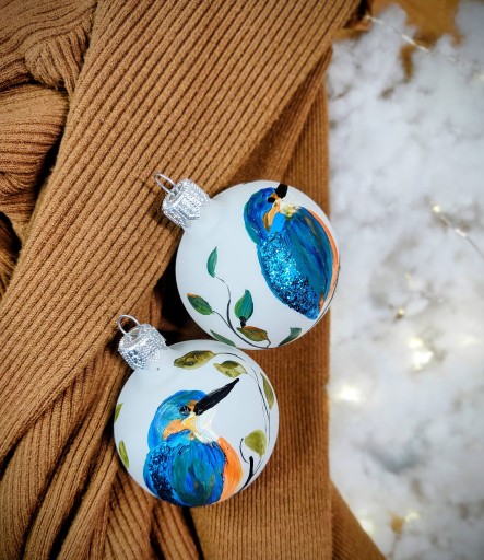 Zdjęcie oferty: Bombki z motywem ptaków – ręcznie malowane – szkło 6 cm – ozdoby świąteczne
