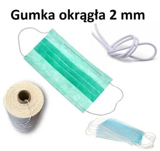 Zdjęcie oferty:  Gumka do maseczek 2 m okrągła 1,5  2 mm sznurek