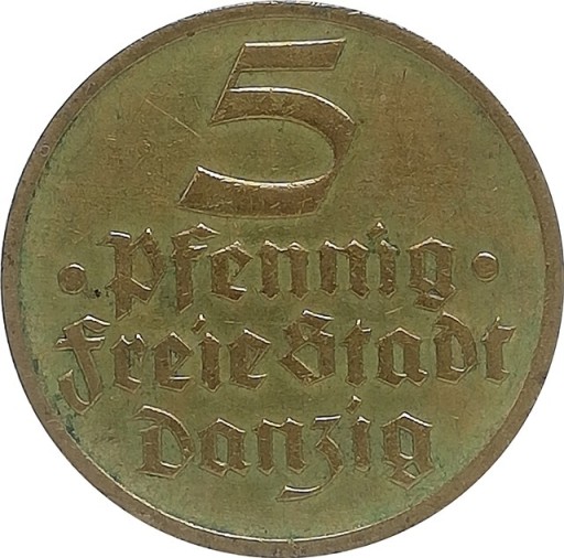 Zdjęcie oferty: Wolne Miasto Gdańsk 5 pfennig 1932, KM#151