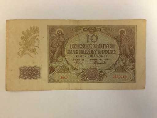 Zdjęcie oferty: 10 złotych 1940 seria J