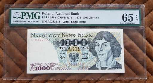 Zdjęcie oferty: 1000 złotych 1975 seria A PMG65