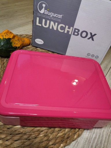 Zdjęcie oferty: Bugucat lunchbox różowy z przegródkami + sztućce