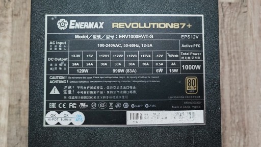 Zdjęcie oferty: ENERMAX Revolution 87+ 1000W GOLD