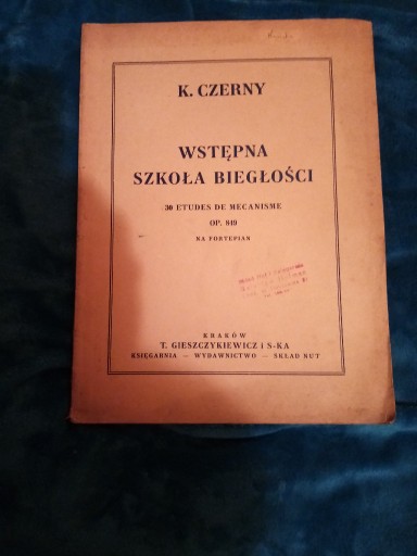 Zdjęcie oferty: Wstępna szkoła biegłości  K. Czerny nuty 1948 r.