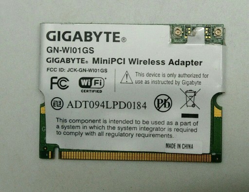 Zdjęcie oferty: Karta WiFi MiniPCI Gigabyte GN-WI01GS 802.11 b/g