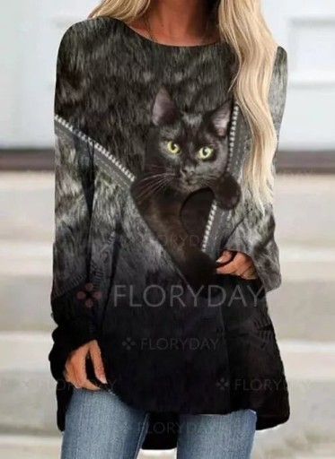 Zdjęcie oferty: TUNIKA BLUZKA z kotem 3D, długi rękaw, rozmiar M